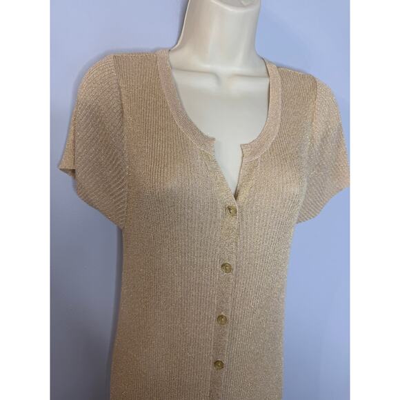 Muche & Muchette Gold Metallic Button Front Maxi Dress Beach Vacation XS/S - Picture 7 of 11